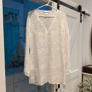 La Blanca White Eyelet Cover Up - Size L - NWT